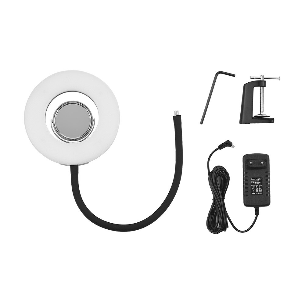 Andoer Tafelblad 8 inch 5500 K LED Vedio Ring Licht 24 W met Make Spiegel Deskclip Buigbare Pole voor Foto Live Video Verlichting