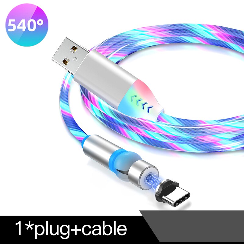 540 graden gloeiende magnetische oplaadkabel voor mobiele telefoons met led-lampje, micro-usb-type c voor apple android-oplader, oplaadsnoer: Kleur / Voor iphone