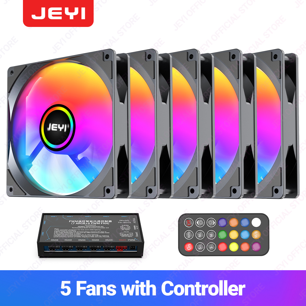 JEYI 120mm PC ARGB Cooling Fan AURA SYNC RGB Computer Fans Ultra Silent Heatsink Ventilador with 4PIN PWM and 5V 3PIN ARGB Port: green