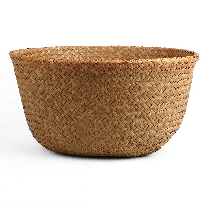 Gevlochten rieten buikmand voor opberging, plantenbakmand en was-, picknick- en boodschappenmand