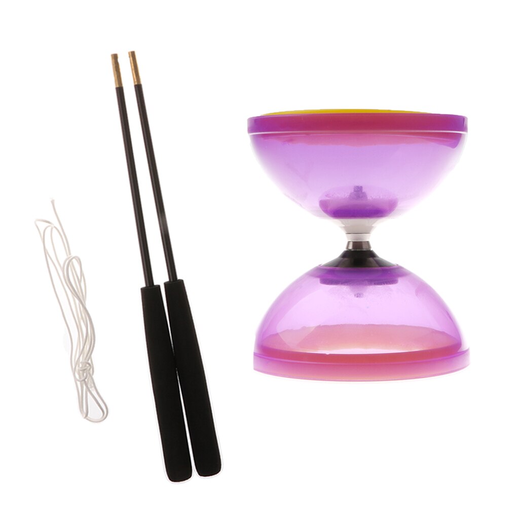Plástico malabarismo brinquedos 1-bearing diabolo com handsticks &amp; string: Purple