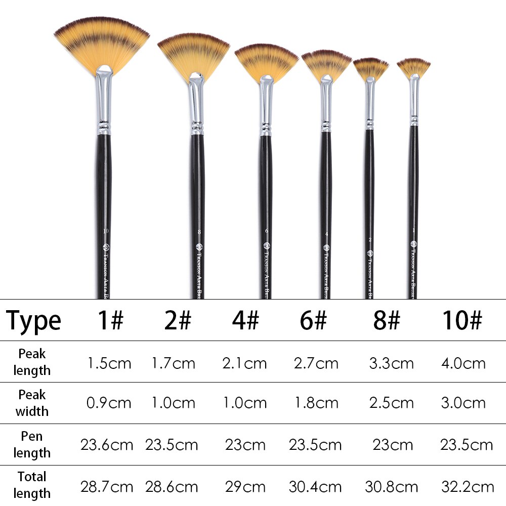 1Pc Nylon Hair Fan Brush Pen Wooden Handle Acrylic Water Oil Painting Artist Brush Oil Painting Drawing Crafts
