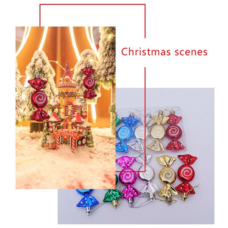 Snoep Vorm Kerst Ornament Kleurrijke Mini Box Kerstboom Hanger Jaar Ornamenten Decoraties