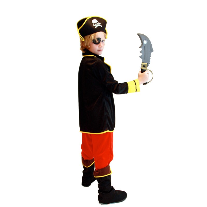 Fantasia infantil de bucaneer, fantasia de capitão jack pirata para meninos, roupa de festa de carnaval, halloween