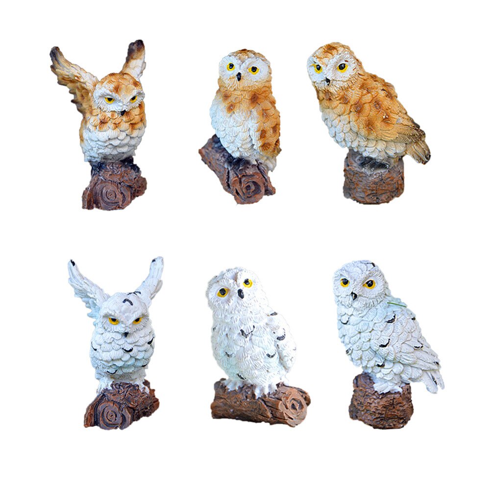 Figuritas de búhos de resina de 2 colores, decoración de jardín, figuritas en miniatura para exteriores, decoración del hogar de escritorio