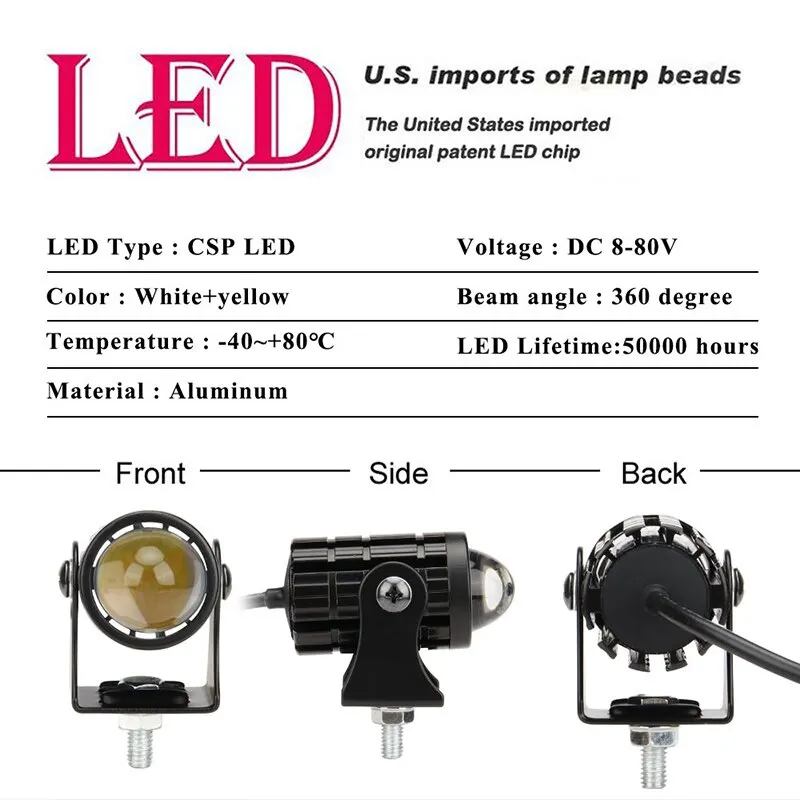 Motorfiets Mini Rijden Licht Dual Colo voor Koplamp Extra Spotlight Lamp R ATV Scooter Moto Mistlamp Accessoires 9-36V