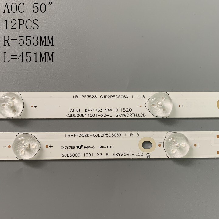 Bande de rétroéclairage LED, 12 pièces/ensemble, pour LC-50LB370U, 500TT65, 500TT66 V1, 50pfk6510, 500TT41, 500TT42 v4,