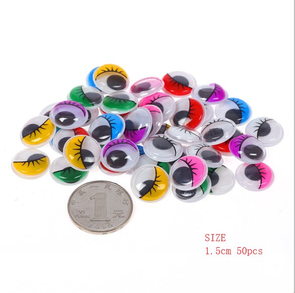 Beweegbare Zelfklevende Ogen Creatieve Hand Diy Met Wimper Kralen Bevestigd Zwart Wit Oog Klei Accessoires Kid Hand Materiaal: 1.5cm 50pcs