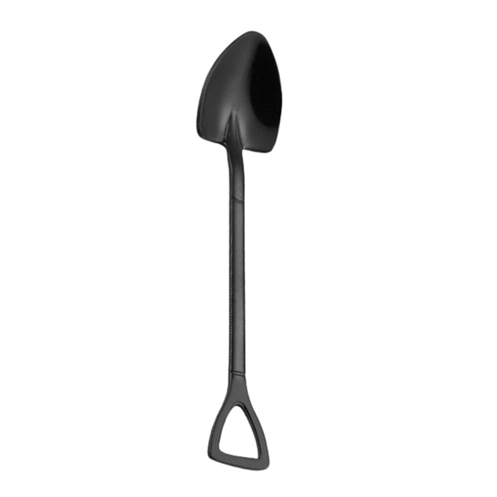 Veelkleurige schepvormige ijslepel en vork lepel vork lange steel koffie-ijs gereedschap keukenaccessoires roerlepels: Lepel / Zwart