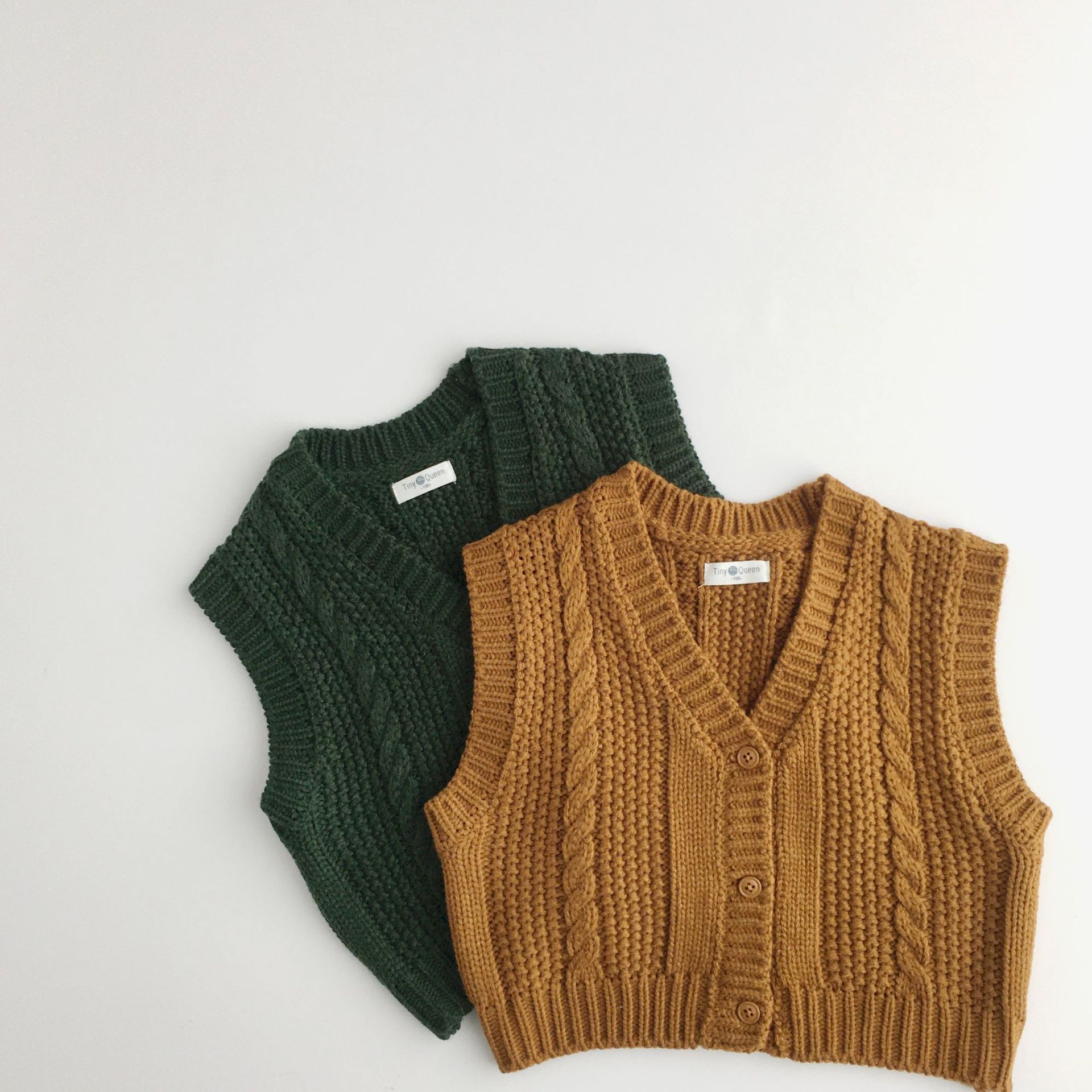 Chalecos tejidos para niños pequeños, Rebeca sin mangas de cuello de pico de estilo coreano, abrigos de Color sólido, otoño e invierno, novedad