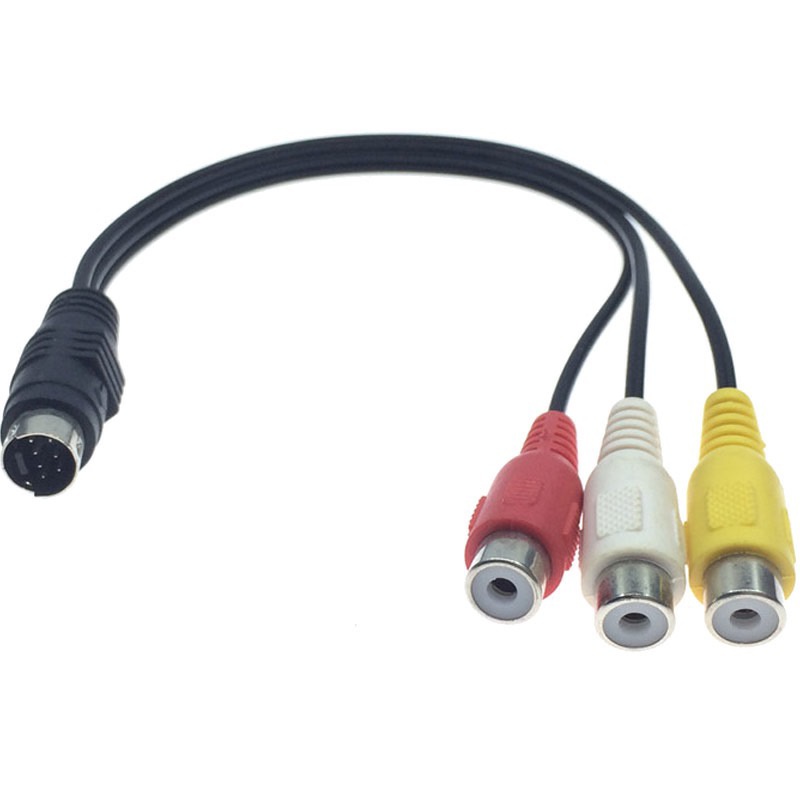 7 Pin Mini DIN S-Video Plug to 3 RCA jack Cable S-Video 7-Pin male to 3-RCA female RGB Composite Video Cable Adapter for DVD, DV