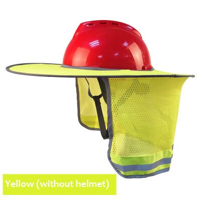 Solskjerm for vernehjelm sommer pustende bred lue full skygge byggearbeid vernehjelm reflekterende stripe halsskjold: Gul