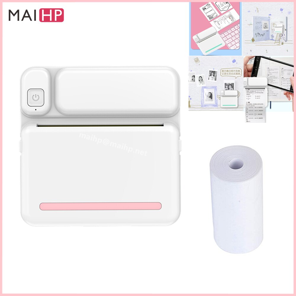 Pink Blue Portable Thermal Printer MINI Photo Pocket Thermal 58mm Printing Wireless Bluetooth Android IOS Label Notes Printer
