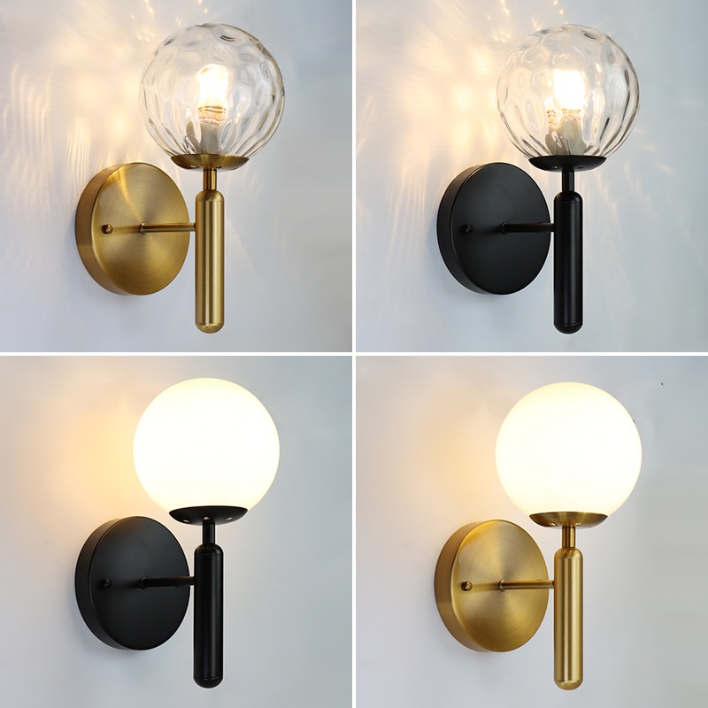 Nordisk moderne væglampe ved siden af soveværelset glaskugle led væglamper armaturer wandlampe belysning badeværelse spejl trappe lys