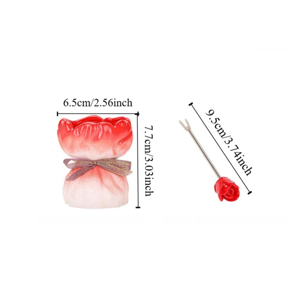 Roze keramische fruitvorkjes set in stijlvolle huishoudelijke keramische fruitvorkjes bonnetje pot decoratief