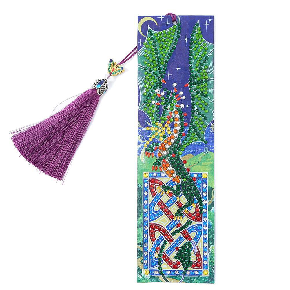 5d diamantmaleri læder bogmærker diy sæt specielt formet diamant broderi bog mærker gør kit diy håndværk: Hvid