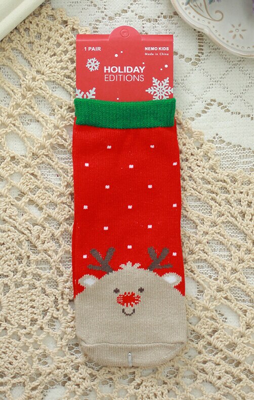 Noël bébé enfants unisexe chaussettes rouge bleu coton hiver noël bas chaussettes enfants noël chaussettes: Rouge / 1 to 2Y