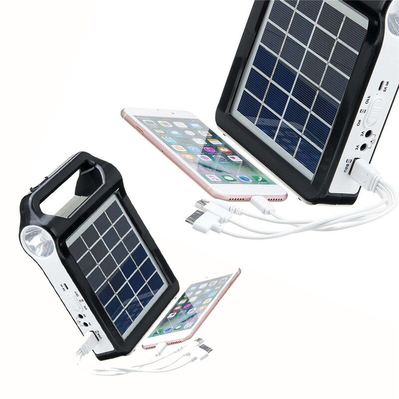 6V Solar Panel Power USB Charger Storage Generator Home System Kit Rechargeable 9W 2400mAh Portable ABS Solar Generator System