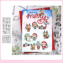 Jul fawn set stämpel och metall skär stansar diy scrapbooking för fotoalbum dekorativa silikon klara stämplar vinter