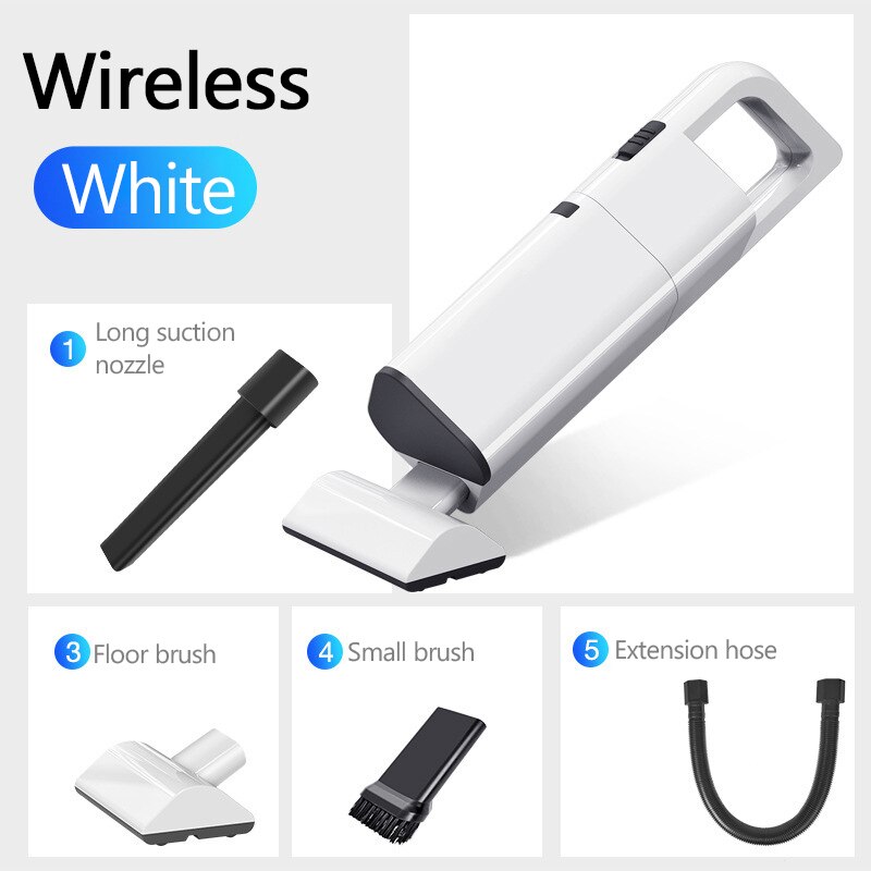 Car Vacuum Cleaner Wet and Dry 12V 120W 4000Pa Wired/Wireless Handheld Auto Vacuum Cleaner Universal Strong Suction Home Vacuum: White Wireless