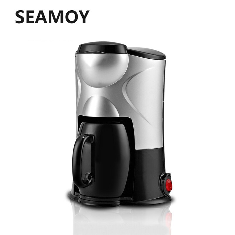 Seamoy 220V/300W Automatic One Cup Drip Coffee Machine Dripping Coffee Maker Tea / Milk-tea Famiy Cafe American Machine: Black / UK