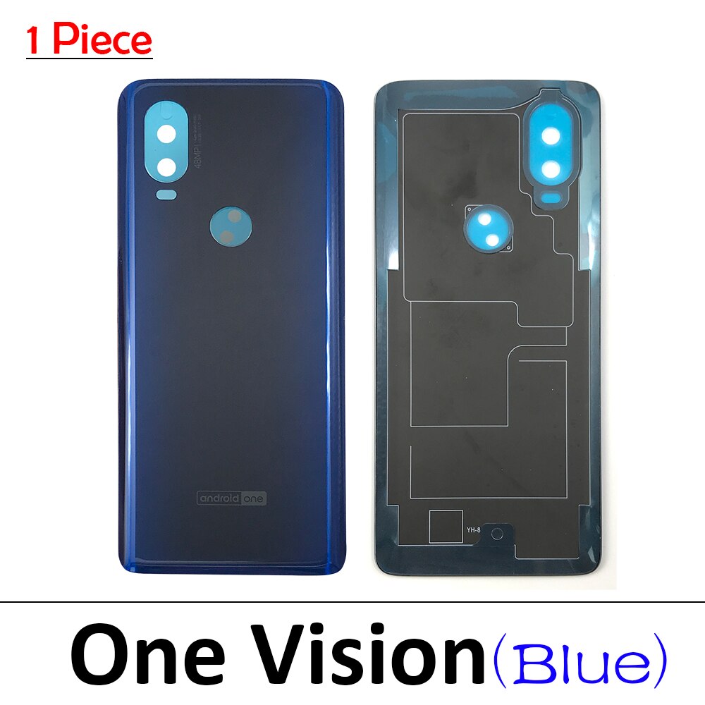 Battery Back Cover Rear Battery Housing with Glue For Motorola Moto G5 G6 E6 Play E7 Plus G8 Power Lite One Vision X4: One vision Blue