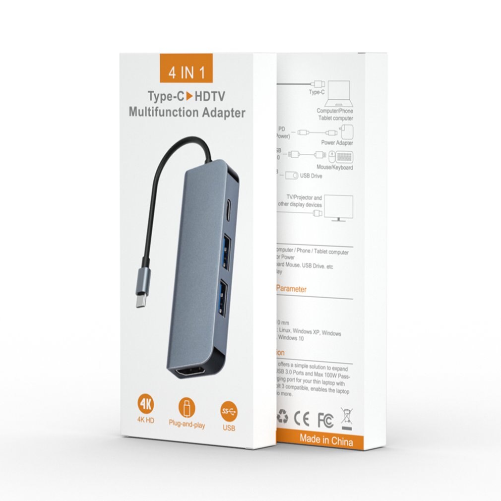 Portable USB 3.0 Universal Docking Station 4-in-1 Type-c To USB+HDMI+TYPE High Definition Docking Station