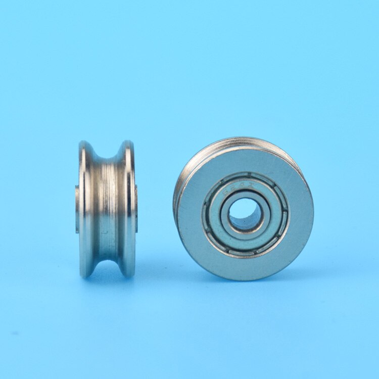 Roulement de roue en acier, 2 pièces, poulie à rainure en U, 4mm ID, roue Concave en forme de U, poulie de levage antirouille 4x18x7mm
