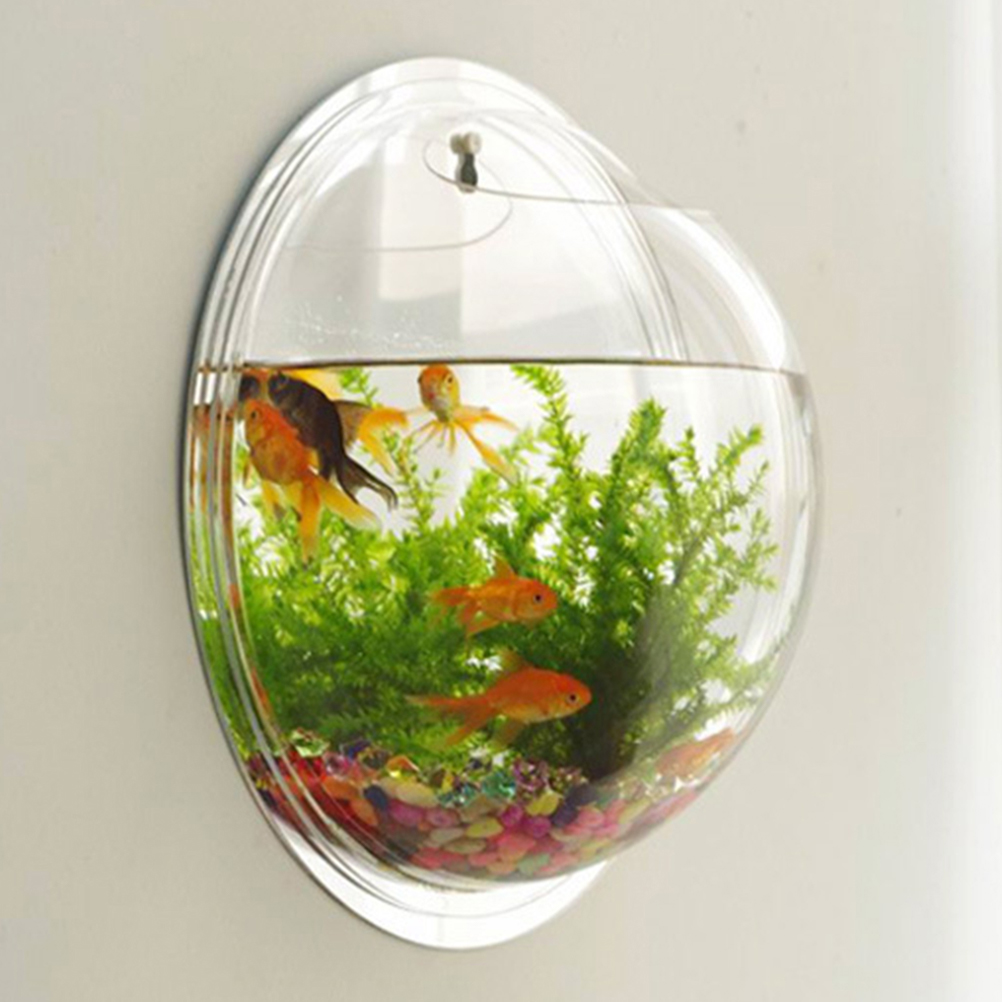 Plastic Clear Round Fish Bowl Aquarium Keeper Tank... – Grandado