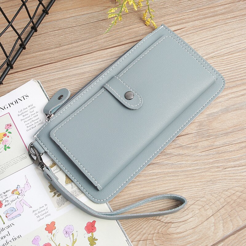 European women's wallet long dark buckle wallet large capacity multi-function hand take purse multi-card wallet