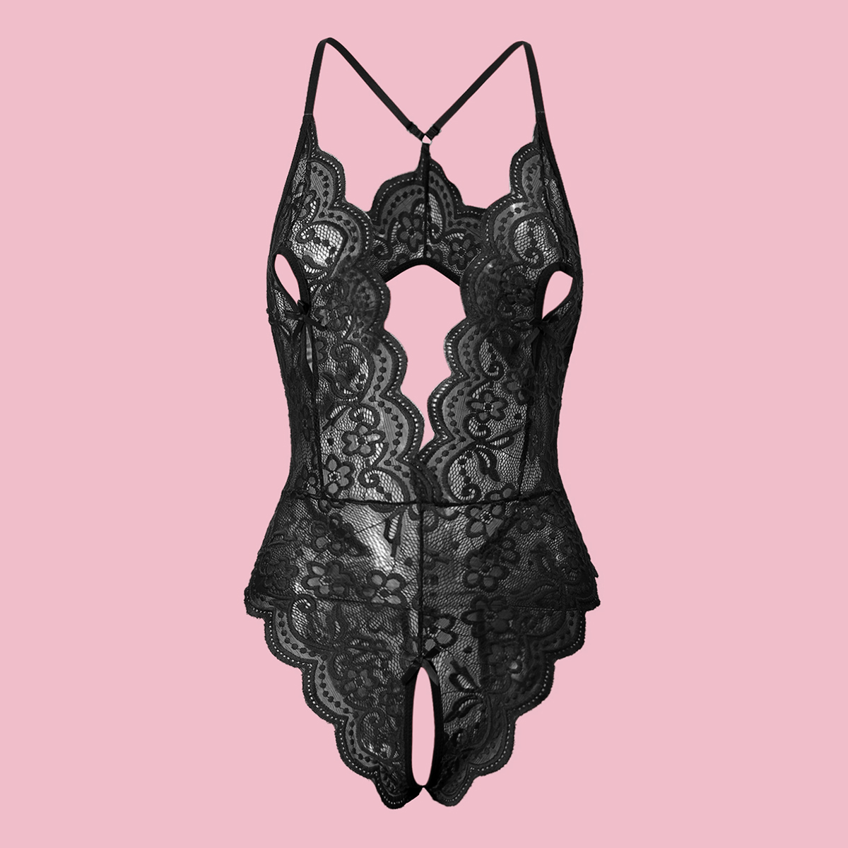 Sexy ondergoed vrouw kruisloze bodysuit lingerie erotische rugloze nachtkleding holle bh Valentijnsdag voor seks dating kleding: XL / zwart