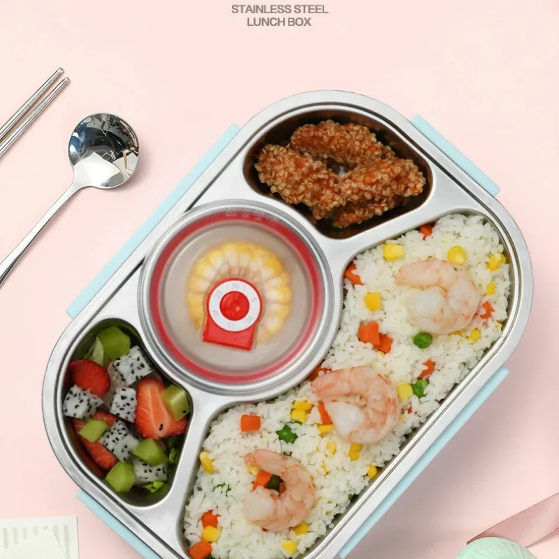4 Compartment Sealed Lunch Box Stainless Steel Insulated Lunch Box Lunch Box Picnic Storage Multi-compartment Children's Bowl