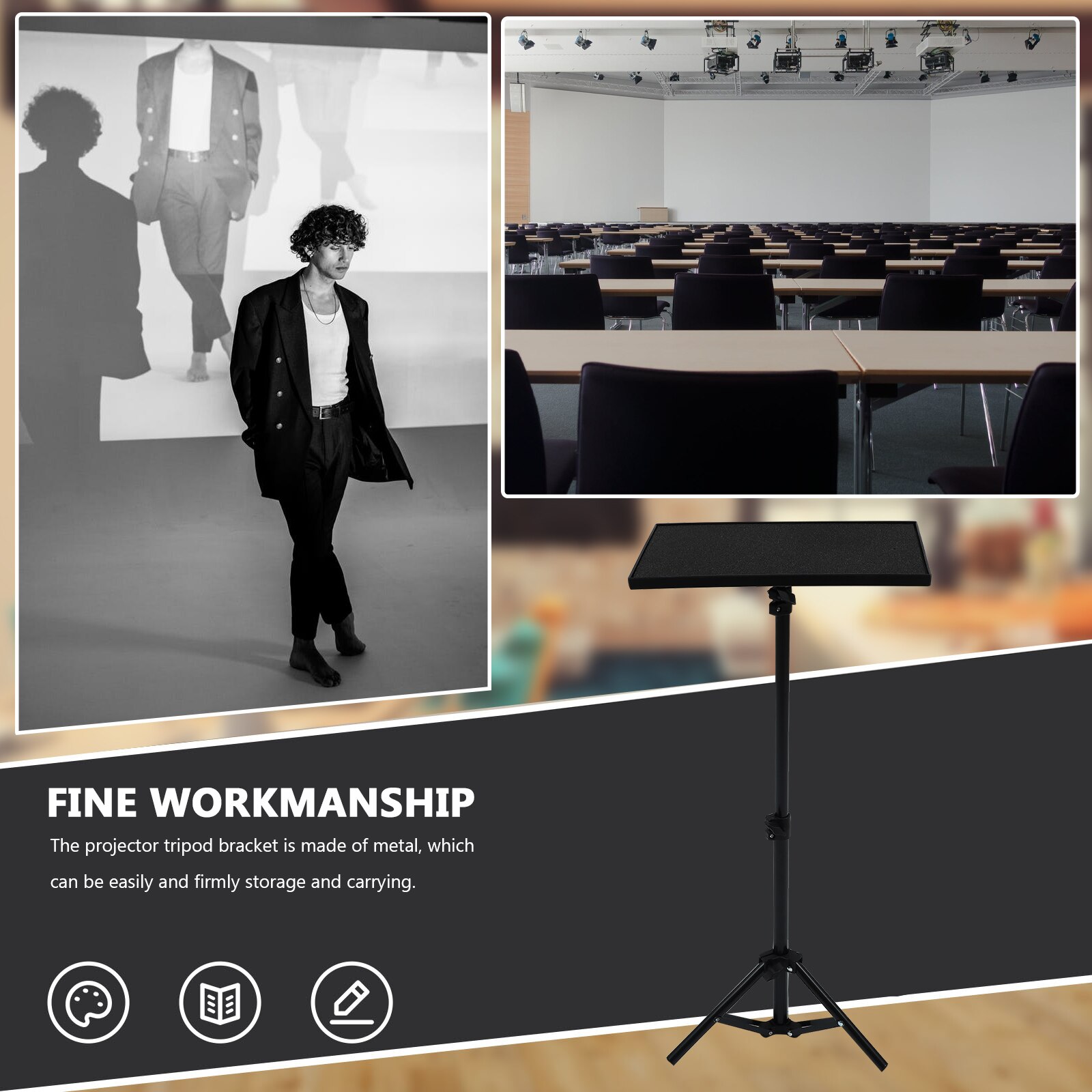 Projector Table 1.2m Adjustable Projector Tripod Book Stand Foldable Bracket