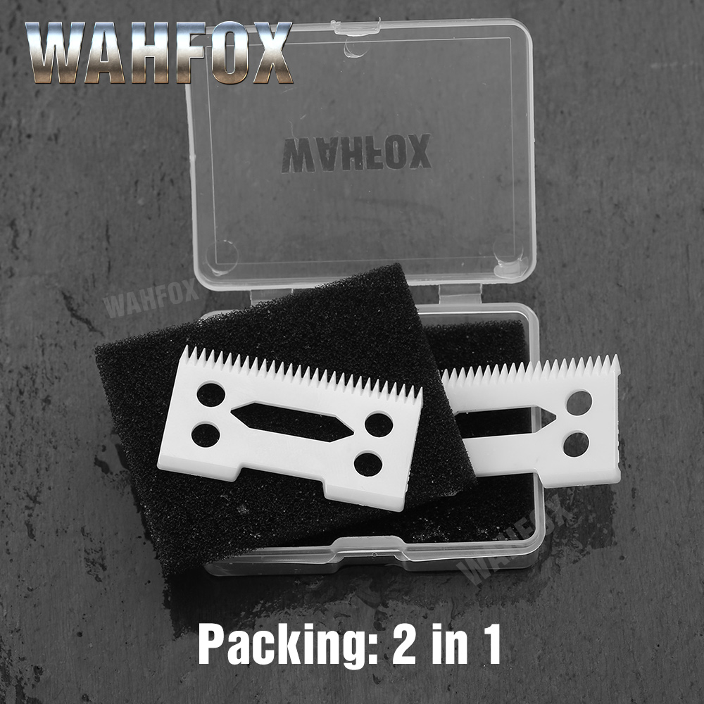 WAHFOX 2PCS/SET Ceramic Movable Blade 2-Hole Ceramic Blade With Box For Cordless Clipper Replaceable Blade: Default Title