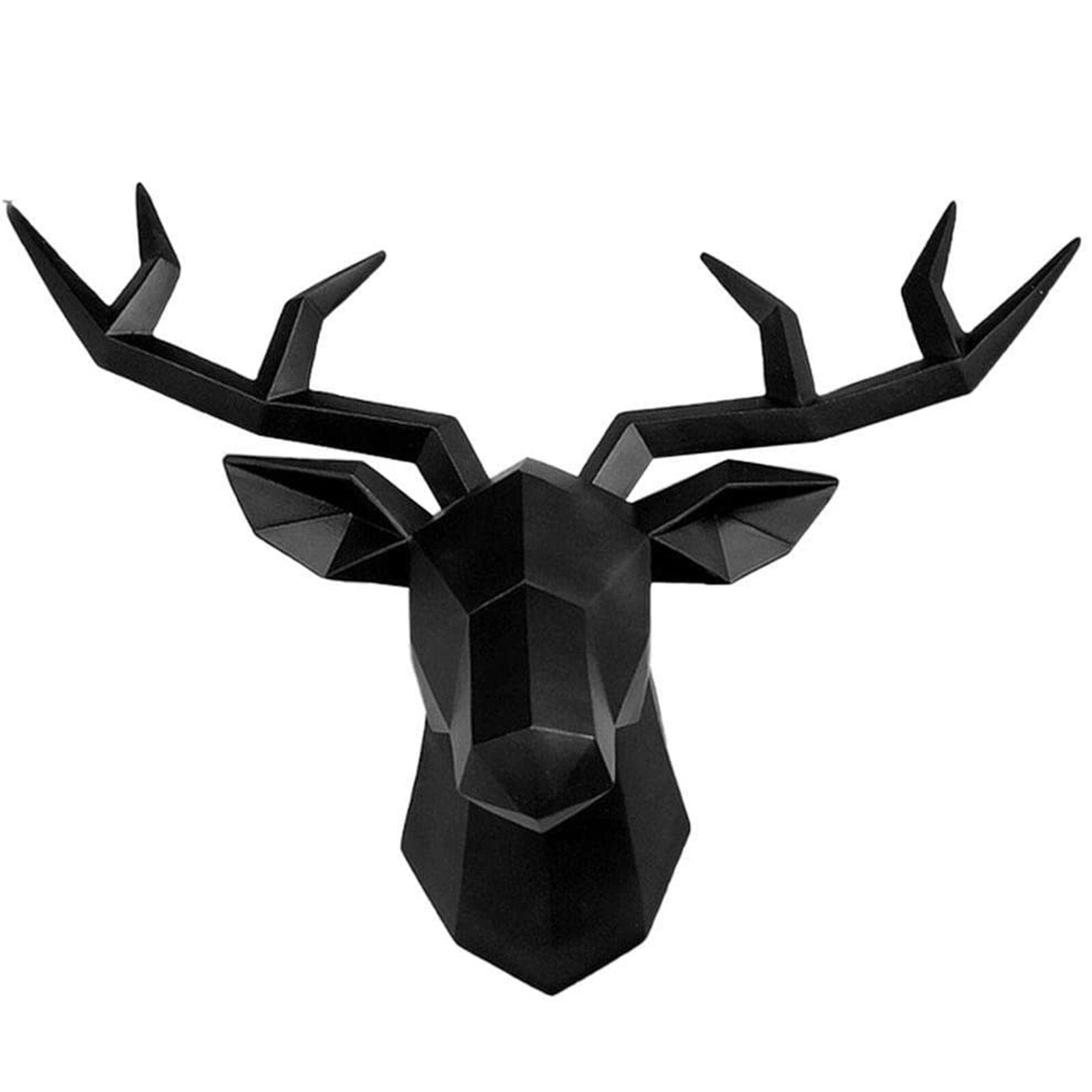 Animal Head Wall Hanging Resin Black Deer Head Mai... Grandado
