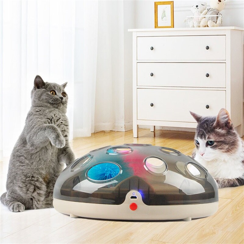 Interactive Electric Turntable Funny Toys For Cats Feather Teaser Rechargeable Maglev Bouncing Catching Kat Game Complexes