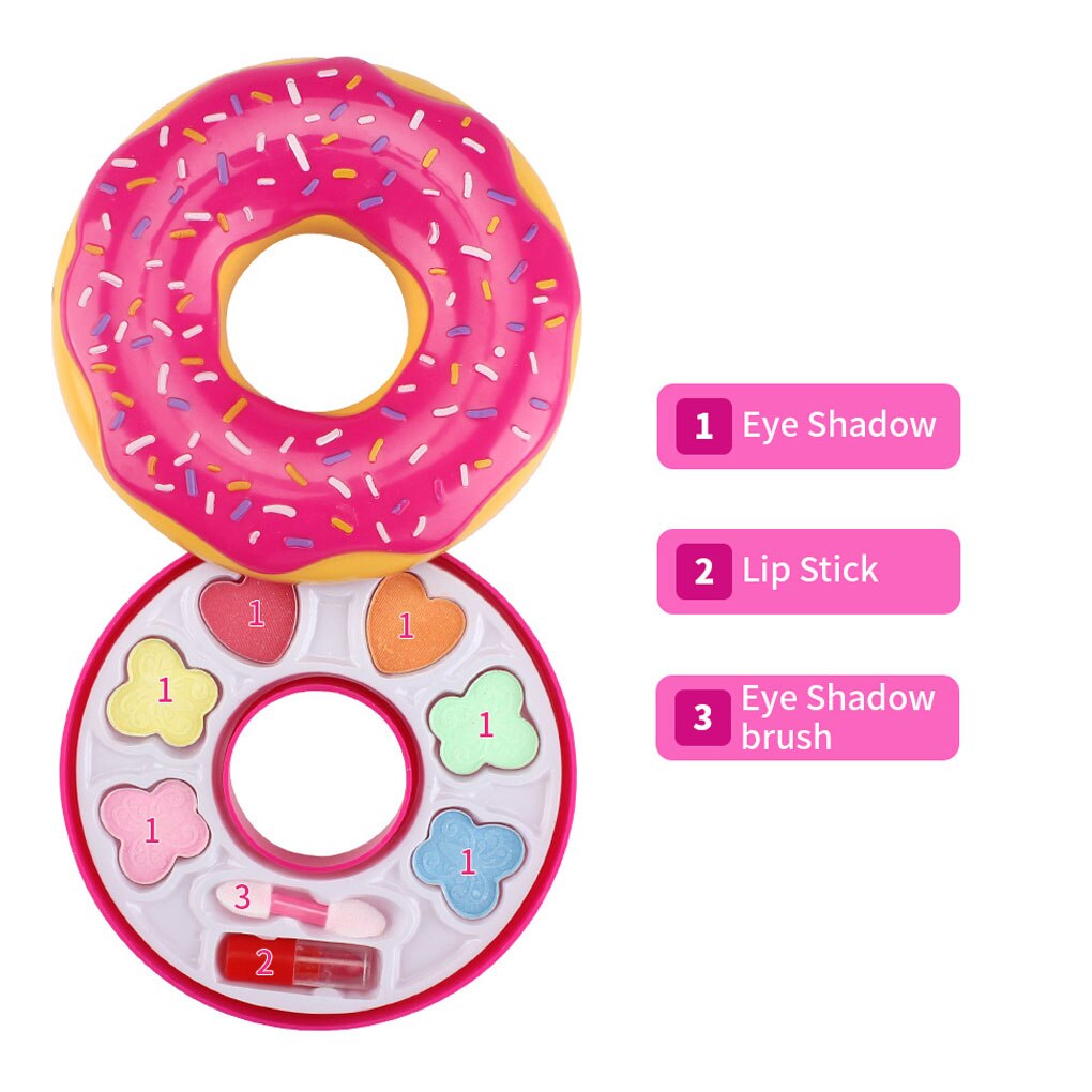 Kids Spinning Donut Doos Water Oplosbare Onschadelijk Cosmetische Set Ontwikkelen Intelligentie Meisje Pretend Make-Up Kit