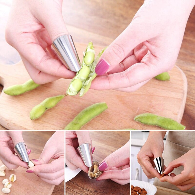 Finger Guard Protect Cut Vegetables Hand Guard / Peeling Bean Artifact Finger Protection Stainless Steel Kitchen Tool Gadgets