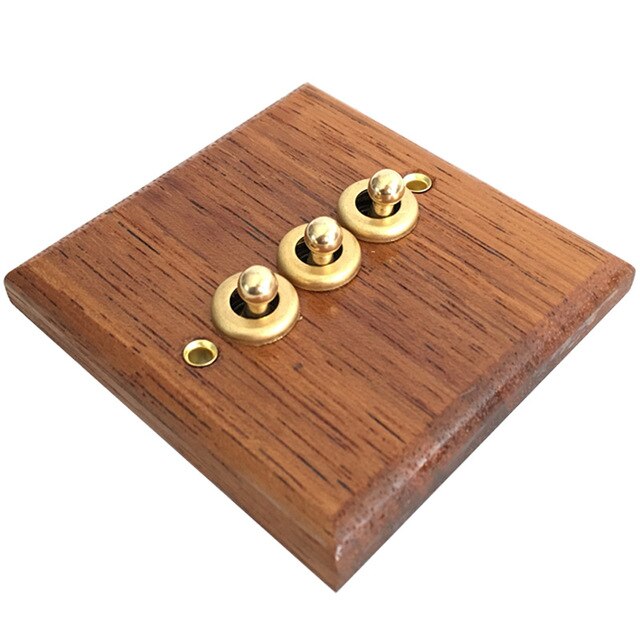 Wall Lights Switch Hand Made Retro Switch 10A 110V-250V Maple/Walnut Wood Panel Brass Lever 1 GANG/ 2 GANG Wall Switch: Light Brown 3