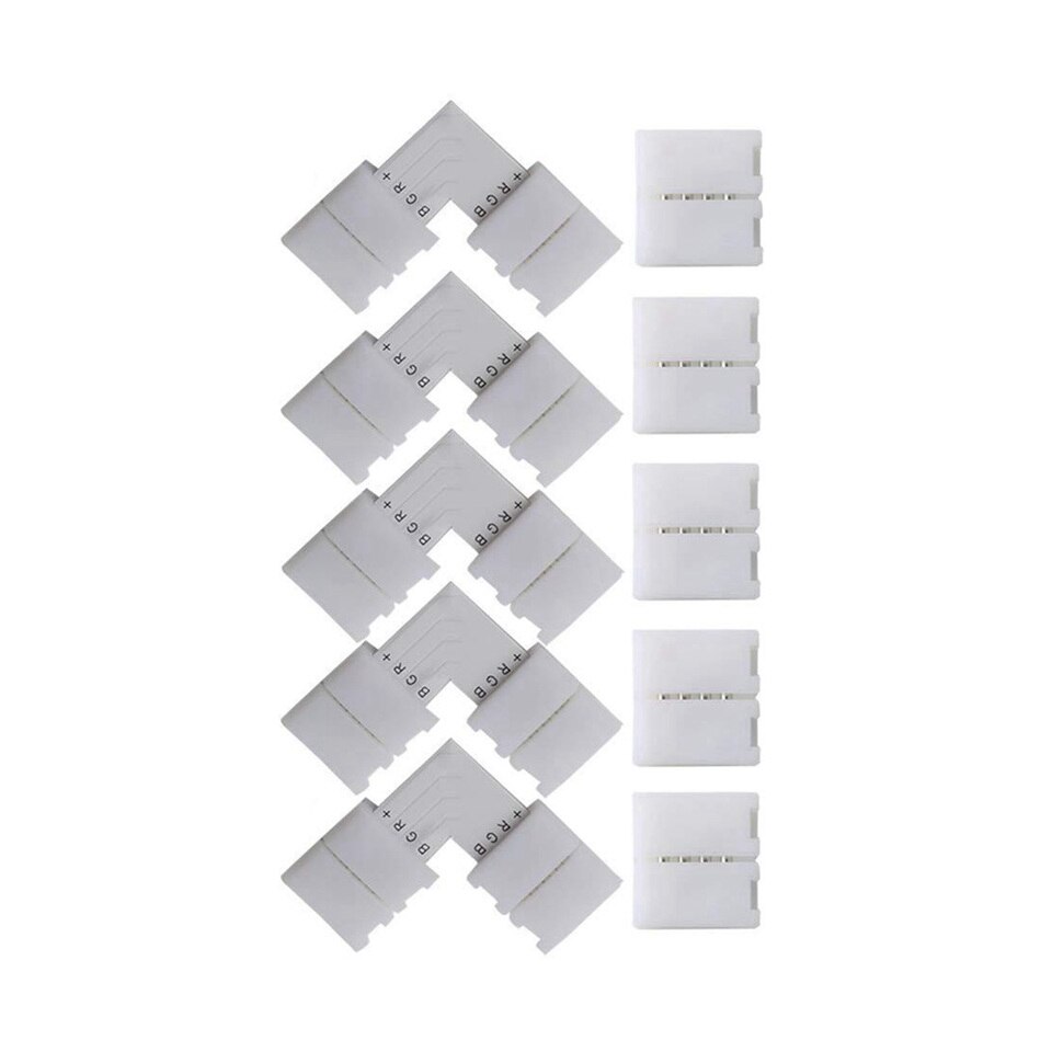 Led Strip Connector 10-Pack 4Pin Rgb Led Connector L-Vormige 10Mm Orthogonale Connector Voor SMD5050 Rgb led Strips Diy