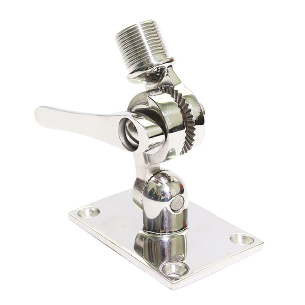 Heavy Duty Stainless Steel Vhf Radio Marine Antenna Ratchet Mount for 1-Inch Rail