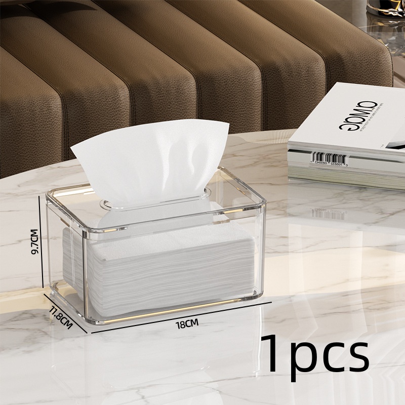 Caja dispensadora de pañuelos transparente de plástico, caja de pañuelos transparente para restaurante y Hotel, estante de papel, organización de cocina, 1 Uds.: Rojo
