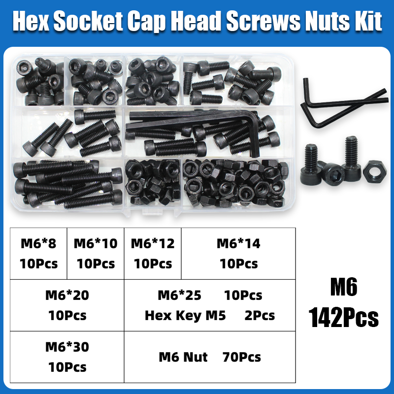 M2 M2.5 M3 M4 M5 M6 Hex Socket Head Cap Set Allen Screw DIN912 Black 12.9 Grade Carbon Steel Screws Nuts Bolt Washer Assortment: PURPLE