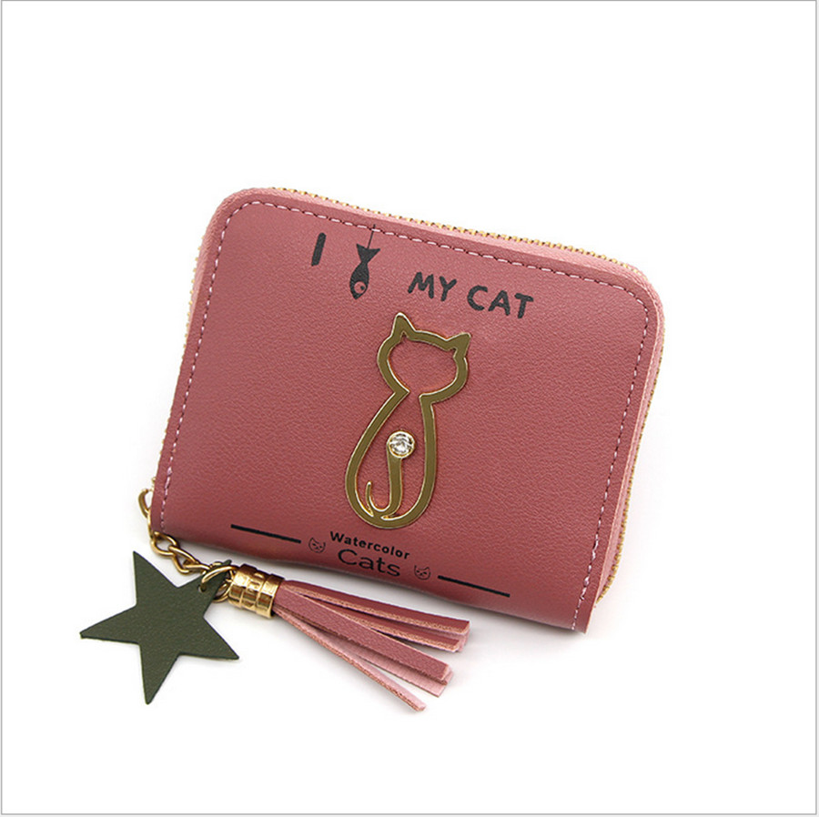 Ladies wallet cute student tassel pendant small PU wallet coin purse lady card bag