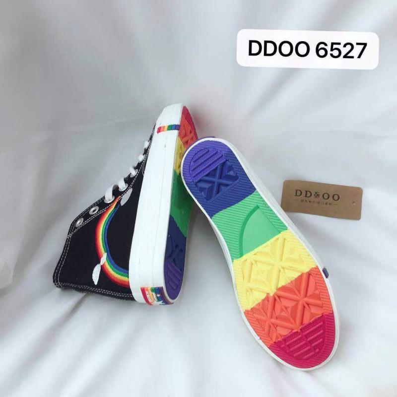 Swyivy kvinde lærredssko high-top regnbue snøre hvide sko dame fritidssko canvas sneakers kvindelige platform sneakers