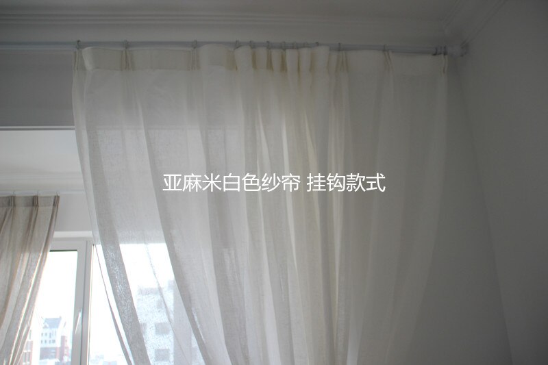 Linned voile gardiner stof - naturhvid og offwhite farver 280cm bredde 100 gsm vægt