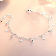 925 Sterling Silver Anklets For Women Jewelry Crystal Star Bracelets Girls Princess Accessories Foot Charm