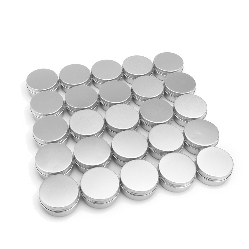 100Pcs 5g 10g 15g Aluminum Refillable Containers Empty Cosmetic Silver Box Screw Jar Portable Travel Tin Cream Lip Balm Box