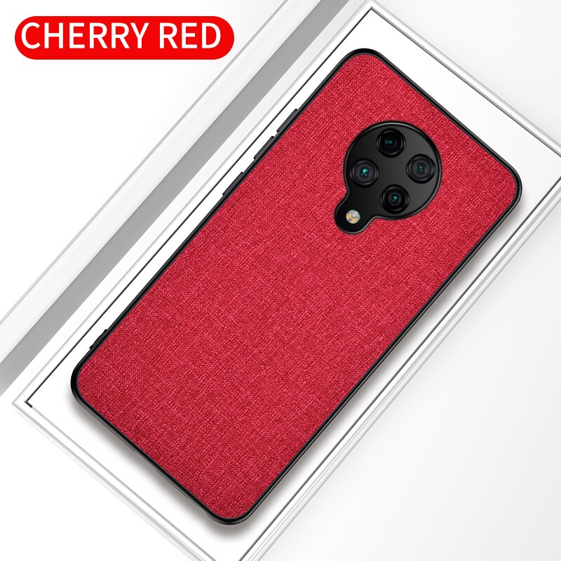 Voor Poco X3 Nfc Case Eenvoudige Doek Pu Soft Tpu Edge Shockproof Cover Voor Xiaomi Pocophone Poco X3 Nfc F2 pro Capa Case: For POCO F2 Pro / Red