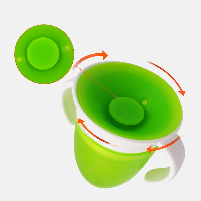 360 Graden Gedraaid Baby Leren Drinkbeker Kids Water Voeden Bekers Fles Met Dubbele Handvat Flip Deksel Lekvrije Magic cup
